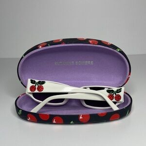 Suzanne Somers White Sunglasses with Cherry Accents